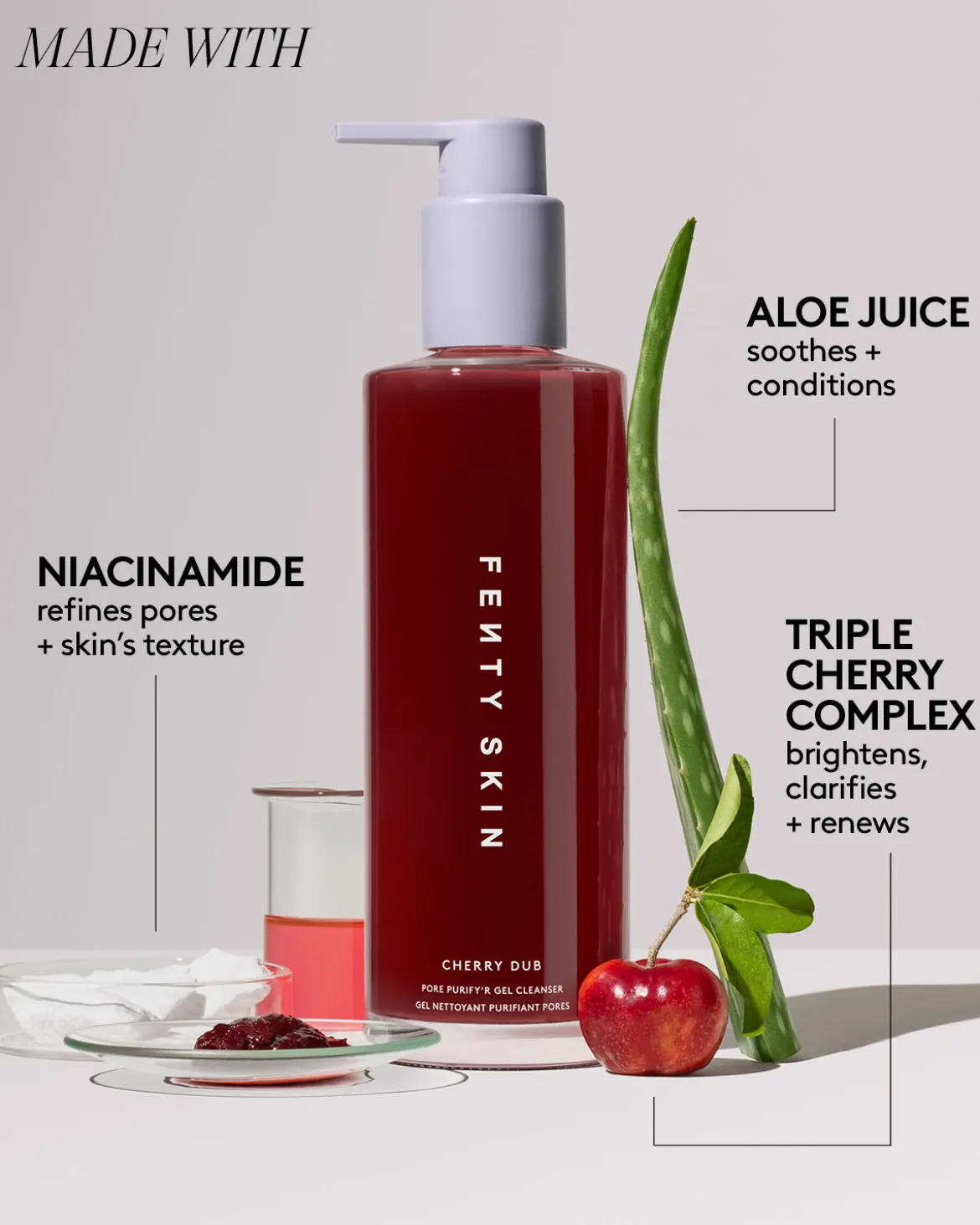 Cherry Dub Pore Purify'r Gel Cleanser with Niacinamide + Aloe Juice
